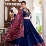 Navy Blue Lehenga Choli with Printed Dupatta