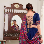 Navy Blue Lehenga Choli with Printed Dupatta