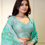 Embroidered Organza Semi-stitched Lehenga Choli
