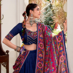 Navy Blue Lehenga Choli with Printed Dupatta