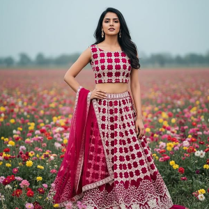 Women's Pink Embroidered Lehenga Choli